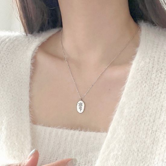 [선물포장/써지컬스틸] 열두달 탄생화 심플 목걸이