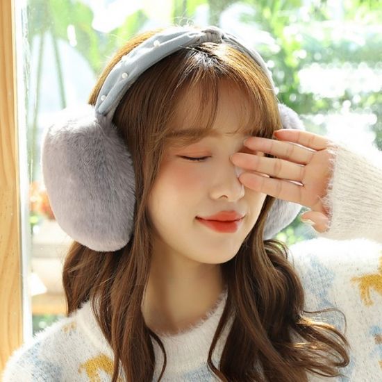 반다나 진주포인트 여성귀마개 여자귀도리 겨울귀마개