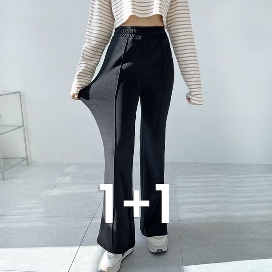 [1+1] 여자 밍크 부츠컷 날씬 슬림 밴딩팬츠 밍크안감