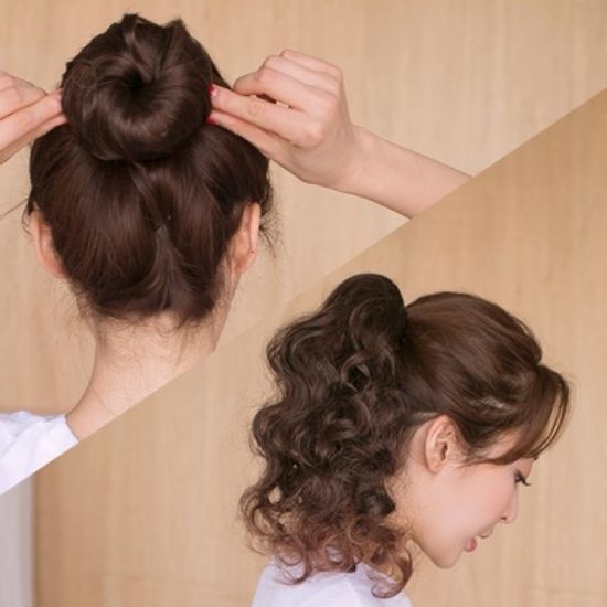 웨이브 포니테일 부분가발 머리핀