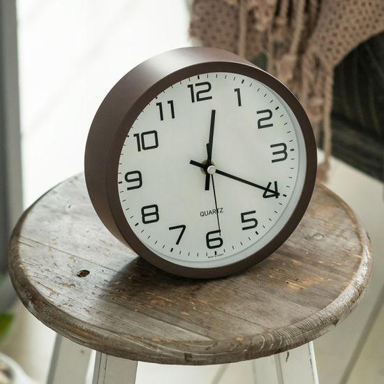 베이지브라운 모던 무소음 탁상 벽시계 17cm