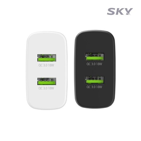 스카이 필 36W USB 듀얼 고속 충전기+케이블 Q2S