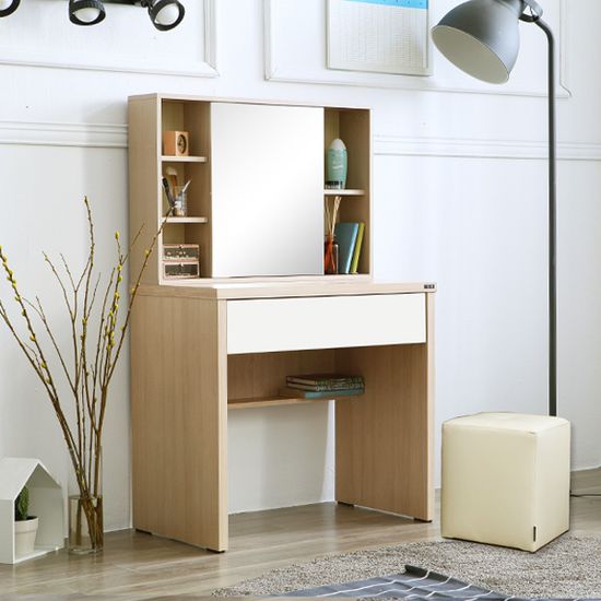 트리플 심플 슬라이딩 수납 화장대+스툴