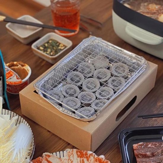 초간편 화력좋은 1회용 캠핑그릴+숯 꼬치화로