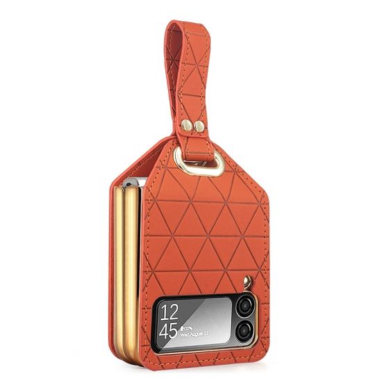 갤럭시z플립 5 4 3 패턴 가죽 힌지보호 손잡이 케이스