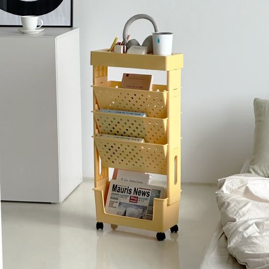 코시나 이동식 북 트롤리선반 5단 (옐로우)