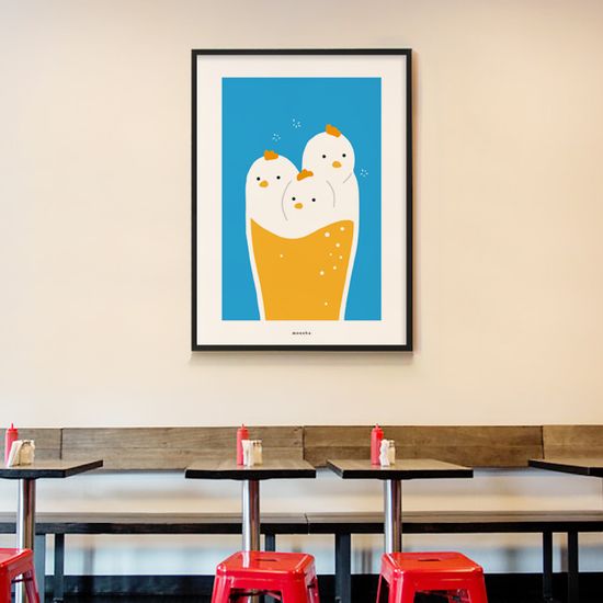 치맥 퐁당 M 디자인 포스터 치킨 맥주