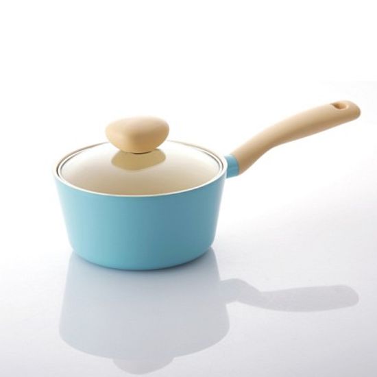 [네오플램] 레트로 편수냄비 18cm 민트 유리뚜껑