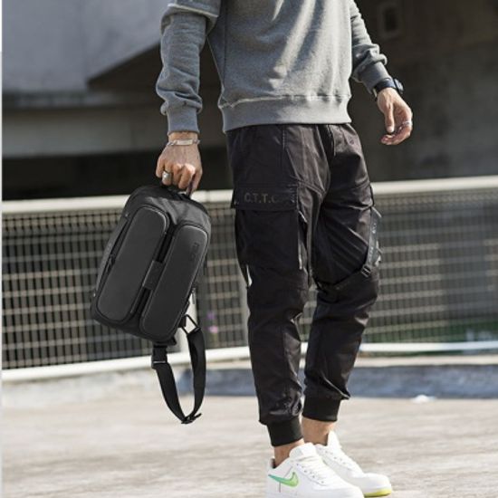 [DICUBO]더블 포켓 USB 충전 메쉬 슬링백 DBCG 8190