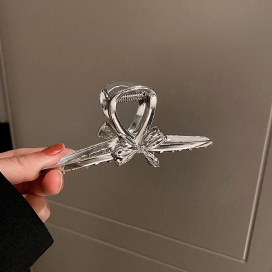 예쁜 실버 빅 집게 머리 핀 반묶음 올림머리 헤어 삔