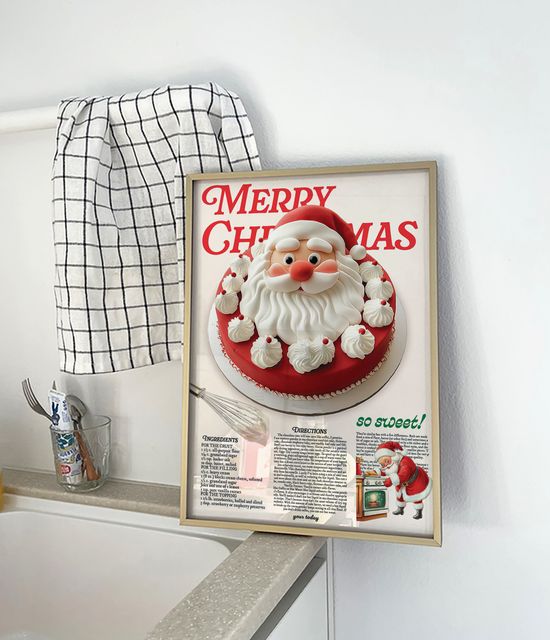 크리스마스 포스터 생크림 산타 얼굴 케이크 포스터