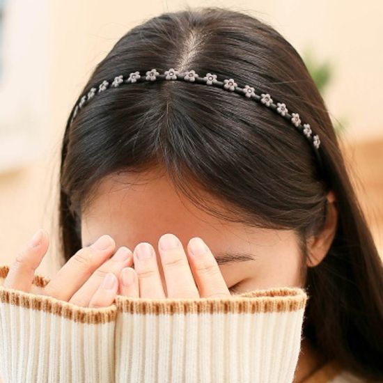 [엔젤슈슈] 큐빅 꽃 얇은 헤어밴드 데일리 머리띠