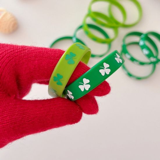 클로버 그린 실리콘 팔찌(2컬러)