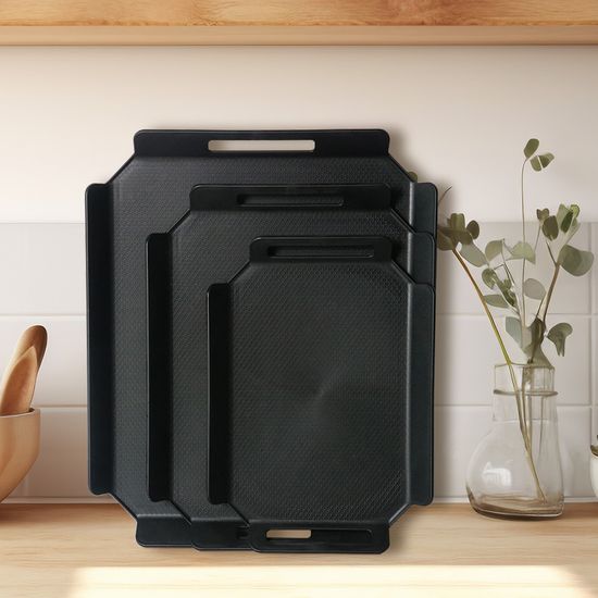 리모트 손잡이 홈 카페 논슬립 쟁반 트레이 3종 세트