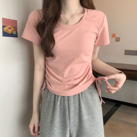 로티브 셔링 크롭 슬림핏 반팔 티셔츠 5color