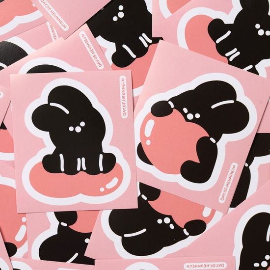데이오브흔흔 검은토끼 리무버블 스티커 2종세트(4매)