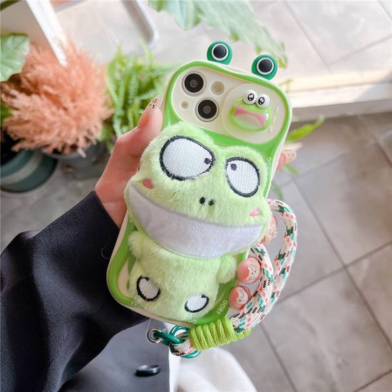 아이폰 카메라보호 슬라이드 동물 인형 스트랩 케이스