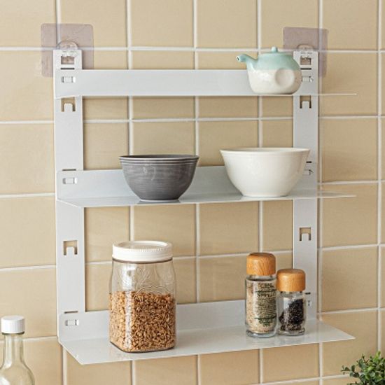 무타공 못없이 벽에붙이는 3단 철제 미니 선반