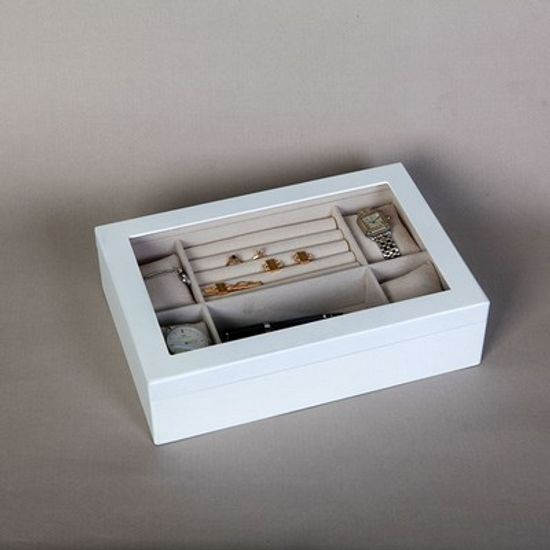 우드 유리덮게형 보석박스-화이트