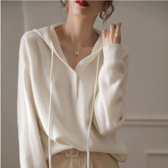크림소프트 후드니트 여성 스웨터