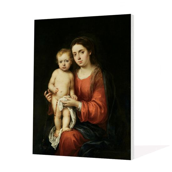 무리요 - 성모자와 로사리오, 캔버스액자  