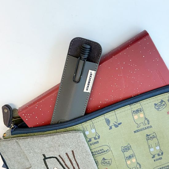 쿠스구루 네코마루케 사각 파우치 세트 그린 카키