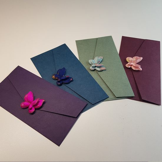 전통 금사 자수 나비 장식 한지 용돈 현금 봉투 4종