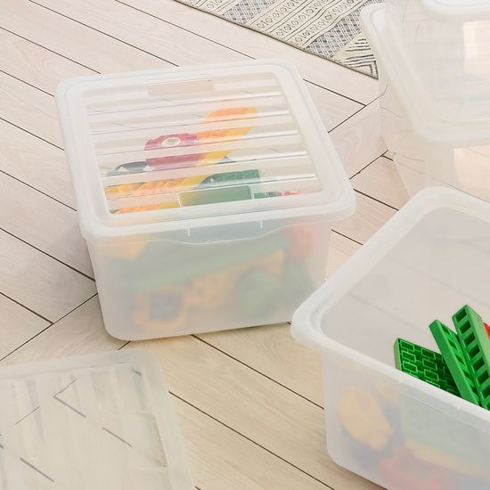 레브 옷 수납 리빙박스 L 4P 투명 뚜껑 팬트리 정리함