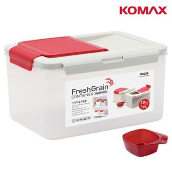 다용도 쌀통 10kg 계량컵 보관통 플라스틱 밀폐용기