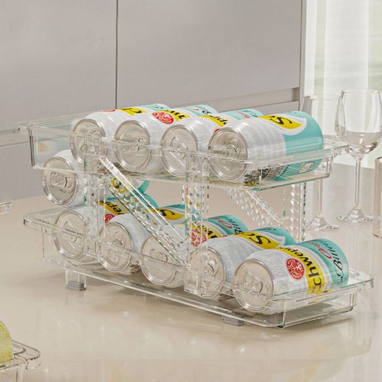 2단 자동정렬 맥주 음료 디스펜서 랙 정리 투명 N811