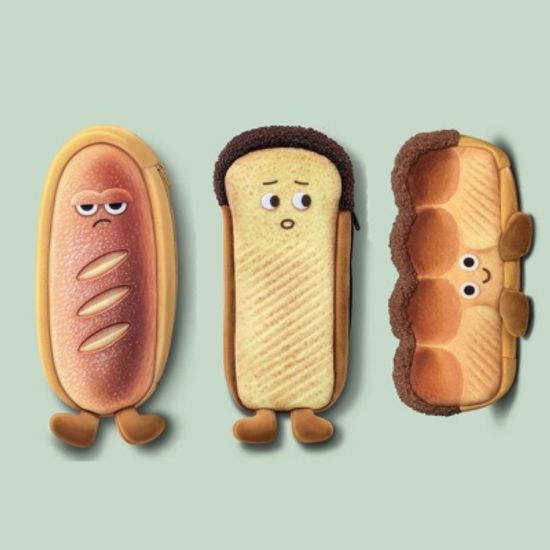 귀여운 브레드 빵 캐릭터 패브릭 필통 파우치 케이스