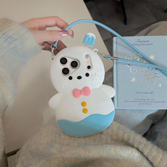 아이폰 17 16 15 14 13 눈사람 인형 스트랩 폰 케이스