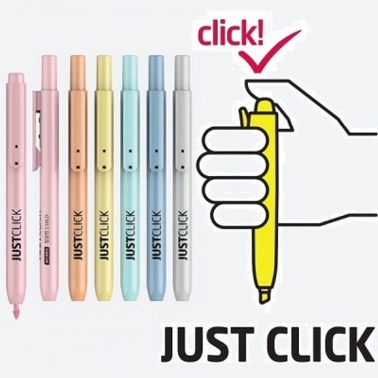 모리스 JUSTCLICK 노크식 슬림 마일드형광펜 S 6색set