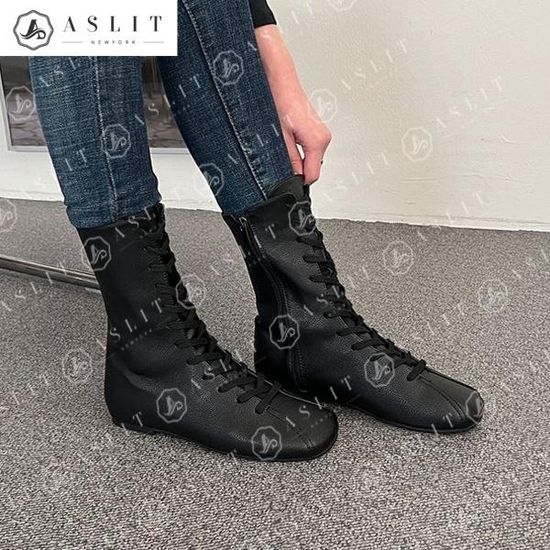 [애슬릿]스퀘어 토 레이스업 지퍼 여성 플랫 워커