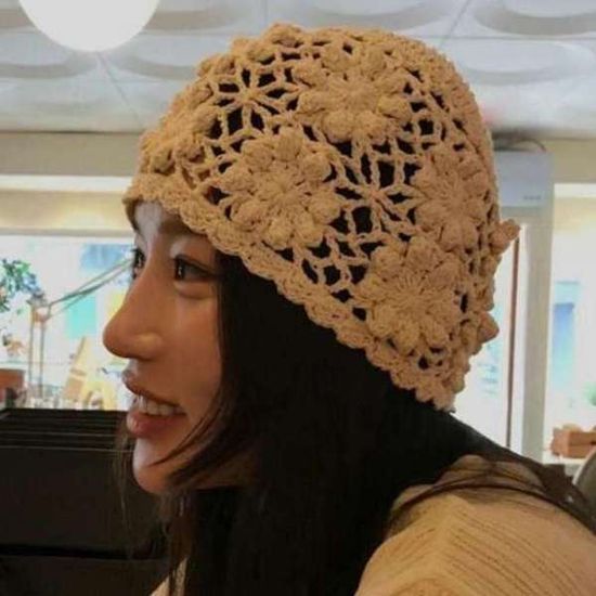 [애슬릿]여성 니트 비니 메쉬 뜨개 펀칭 메쉬 챙 없는