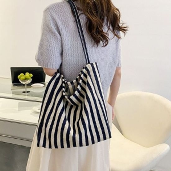 스트라이프 에코백 네이비 가방 숄더백 (WC7DAF2)