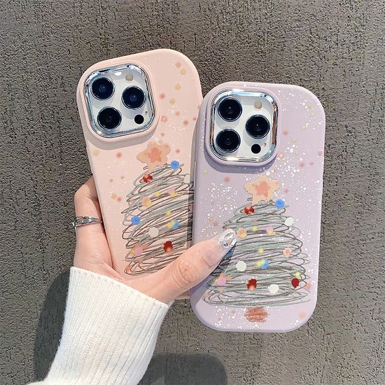 아이폰 감성 크리스마스 트리 일러스트 실리콘 케이스
