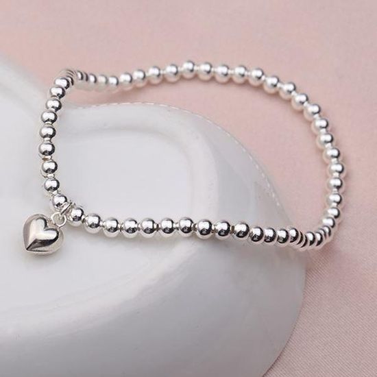 [애슬릿]925 실버 큐티 하트 참 데일리 은 볼 팔찌