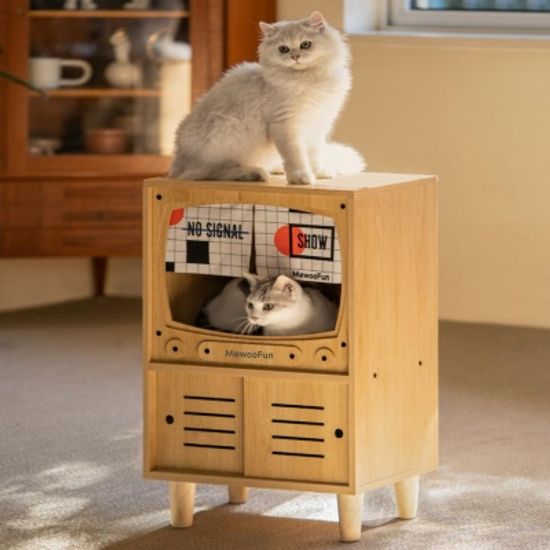 레트로 테이블 고양이 애착 숨숨집 2color + 스크래쳐
