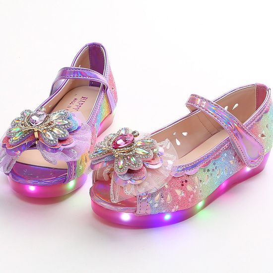 해피걸 왕관 오픈 여아 LED샌들 유아 아기샌들