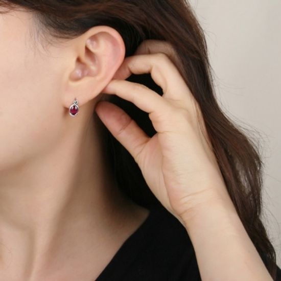 [925실버]라운드 루비 실버 귀걸이_ER202J