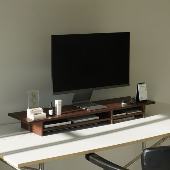 우드 모니터받침대 듀얼 노트북선반