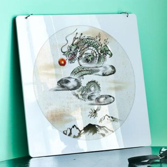 nt585-행잉액자_풍수승천하는용과호랑이(사각원형)