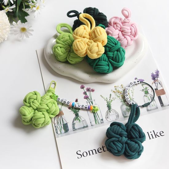 DIY 키트 네잎클로버 양말목 키링 만들기 업사이클링