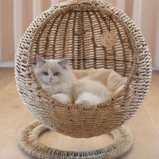 데롱데롱 고양이 요람 해먹 숨숨집 라탄바스켓 하우스
