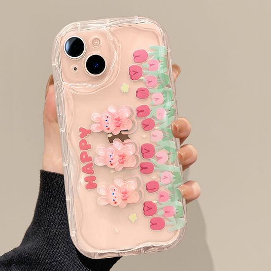 아이폰 16 15 PRO MAX 캐릭터 레진 물결 투명 케이스