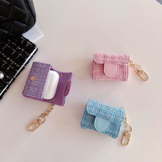 에어팟 3 4 프로 2 1 케이스 트위드 가죽 파우치 키링