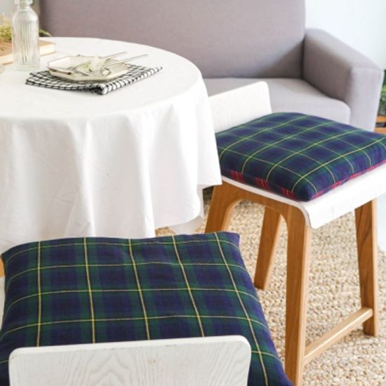 노먼 레드그린 체크 방석 커버