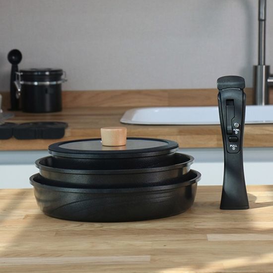 엔젤쿡 세라믹 코팅 탈착식 블랙 쿡웨어세트 5p