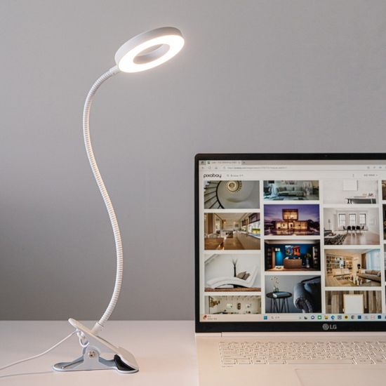 아이린 10단 밝기 라운드링 집게 LED 스탠드,화이트